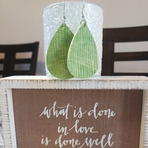 Faux light leather Green earrings